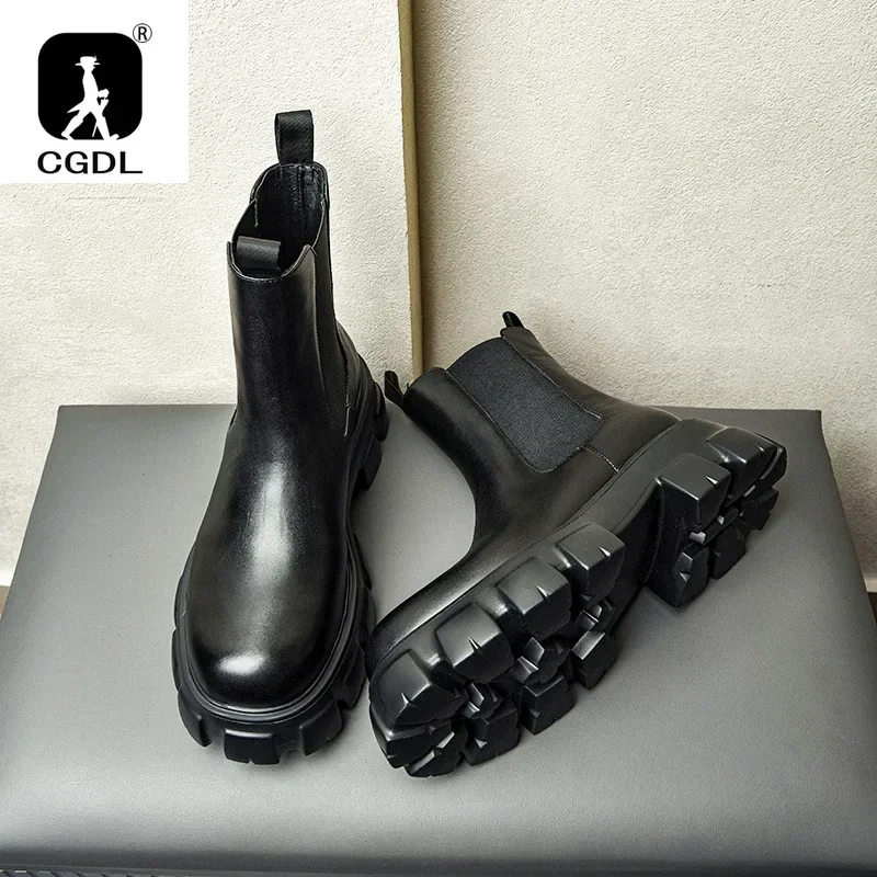 Men Formal Wear With Boots - Prawdziwej skóry buty męskie na grubej