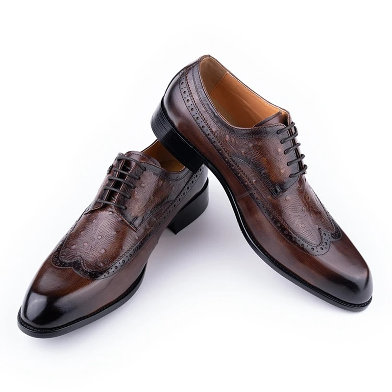 Formal Men Daily Wear Footwear - Męskie buty ze skóry bydlęcej, sznurowane,