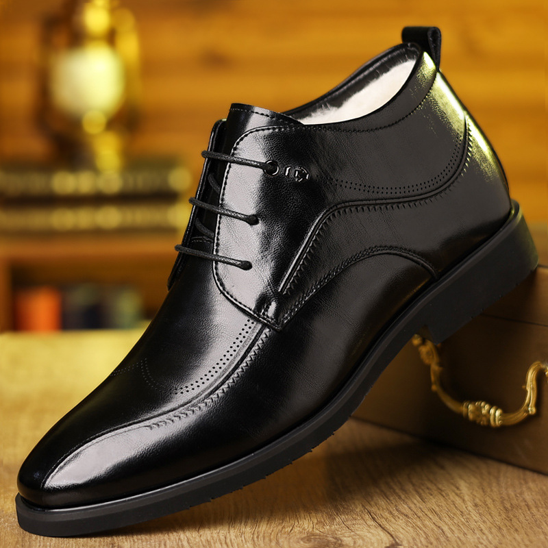 Men Formal Wear With Boots - Męskie buty zimowe skórzane aksamitne pogrubienie