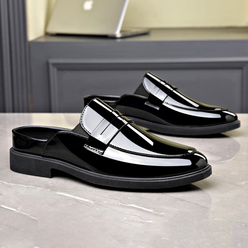 Męskie czarne mule z lakierowa – Formal Men Daily Wear Footwear recenzja i cena