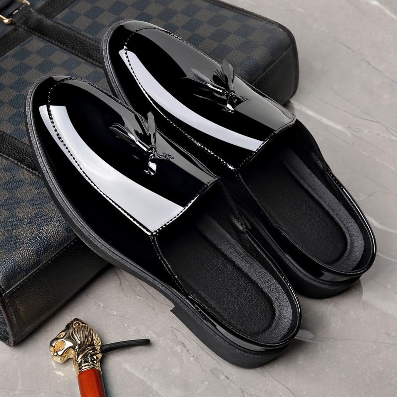 Męskie czarne mule z lakierowa – Formal Men Daily Wear Footwear recenzja i cena