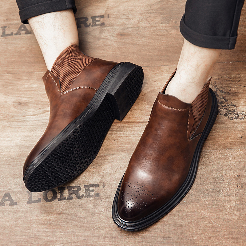 Wysokie skórzane buty męskie,  – Men Formal Wear With Boots recenzja i cena